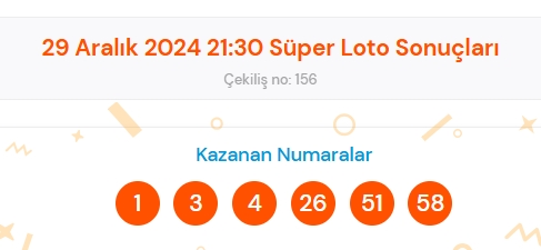 Süper Loto sonuçları açıklandı! 29 Aralık Süper Loto kazanan numaralar neler? Süper Loto sonuçlarına ne zaman, nereden bakılır?