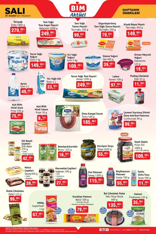 31 ARALIK BİM AKTÜEL KATALOĞU! 31 Aralık Salı BİM aktüel kataloğunda hangi ürünler var?