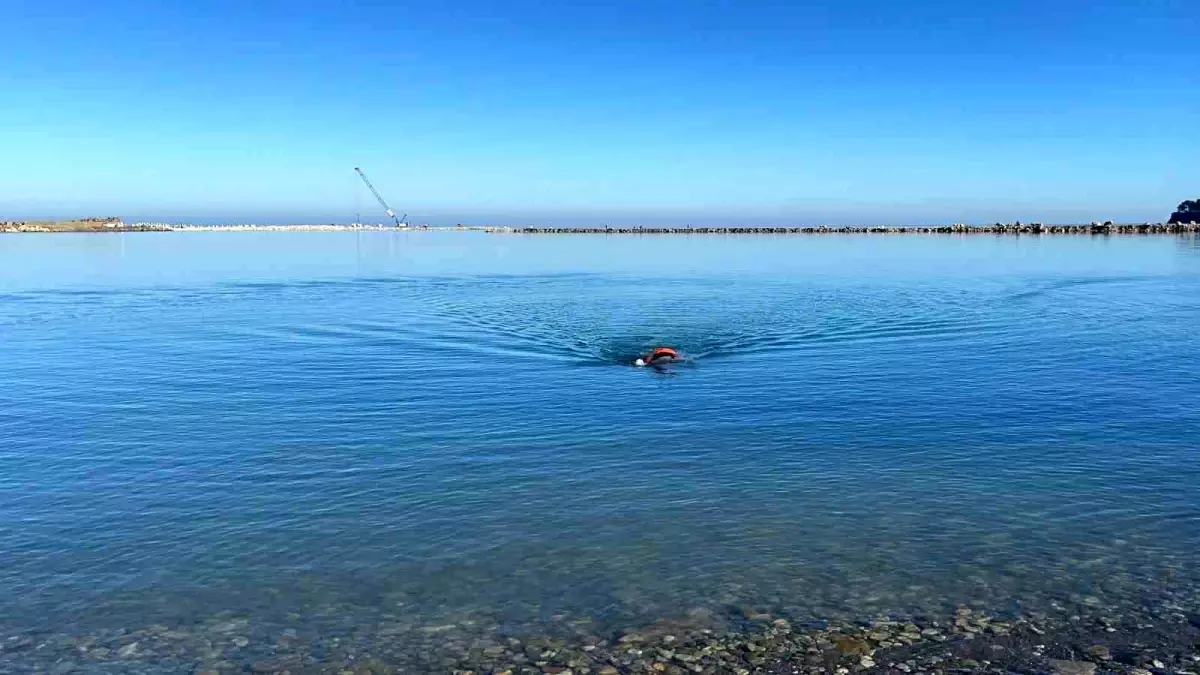 Soğuk Havada Deniz Keyfi: Kastamonulu Saim Güler Yeni Yılı Yüzerek Karşıladı