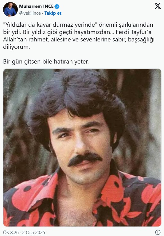 Siyasilerden Ferdi Tayfur için ardı ardına taziye mesajları