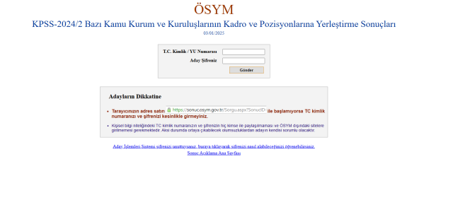 KPSS-2024/2 yerleştirme sonuçları sorgulama ekranı! KPSS/2 sonuçları nasıl sorgulanır? KPSS-2024/2 yerleştirme sonuçları sorgulama ekranı! KPSS/2 sonuçları nasıl sorgulanır?