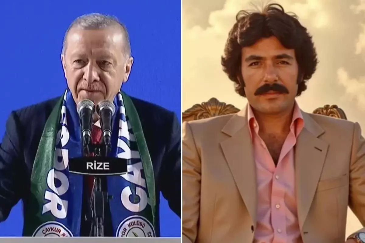 Cumhurbaşkanı Erdoğan sahneye yine Ferdi Tayfur'un "İçim Yanar" şarkısıyla çıktı