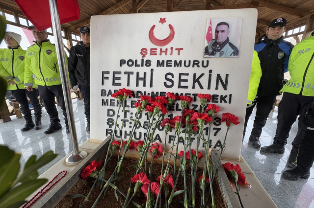 Martyred police officer Fethi Sekin was commemorated at his grave in Elazığ