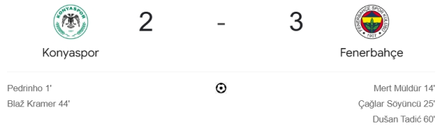 Konyaspor Fenerbahçe maçı kaç kaç, bitti mi? MAÇ SONUCU! Konyaspor Fenerbahçe golleri kim attı, canlı maç anlatımı!