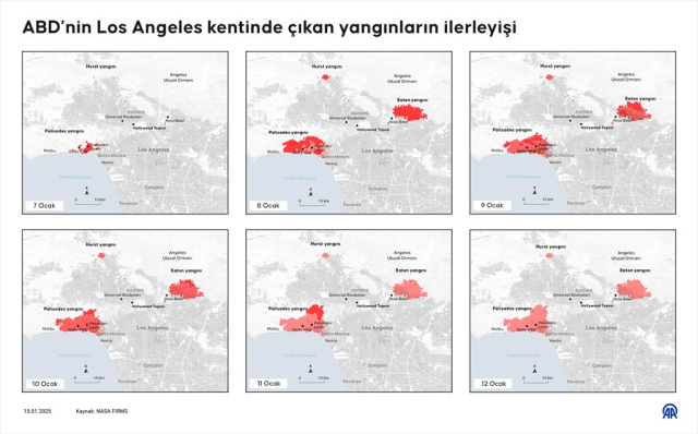 The progression of the fires shaking the USA has been documented day by day