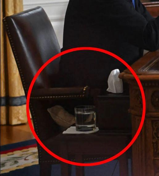 Interesting detail in Biden's speech: Pillow support in the Oval Office