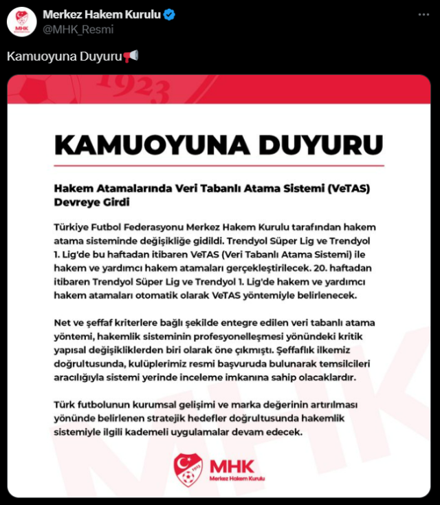 Hakem atamalarında yeni dönem