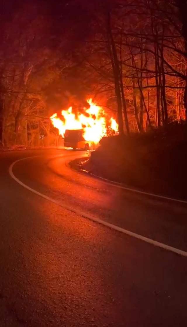 The IETT bus in Sarıyer was engulfed in flames