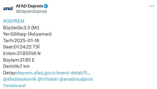 Az önce deprem mi oldu? 17 Ocak en son depremler kaç şiddetinde oldu?