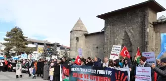 Erzurum'da sağlık çalışanları dondurucu soğuğa rağmen Gazze için yürümeyi sürdürdü