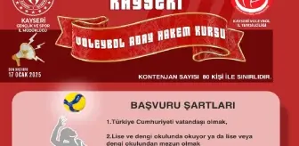 Kayseri'de Voleybol Hakem Kursu Açılıyor