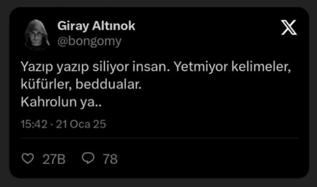 Giray Altınok, who deleted his fire post, closed his account due to the reactions