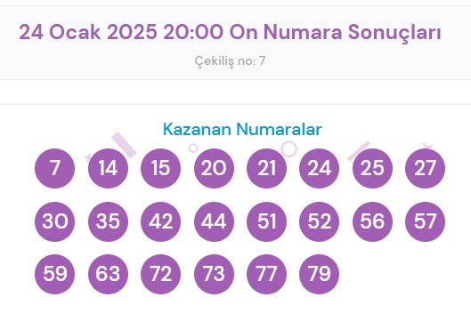 24 Ocak 2025 On Numara çekiliş sonuçları açıklandı! On Numara sonuçları saat kaçta? On Numara CANLI izle! Bugün kazanan numaralar neler?