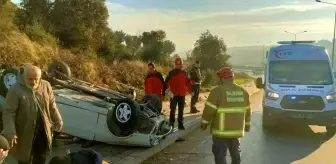 Bandırma'da Takla Atan Araçta Sürücü Yaralandı