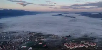 Sındırgı'da Etkili Sis Dronla Görüntülendi