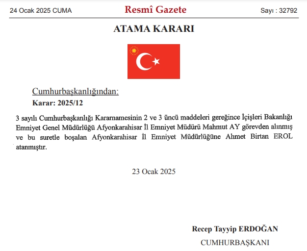 Yeni Afyonkarahisar İl Emniyet Müdürü kim oldu? Afyonkarahisar İl Emniyet Müdürü Ahmet Birtan Erol kimdir?