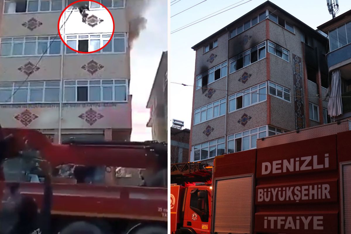 Evde çıkan yangında 1 yaşındaki bebeğini camdan atarak kurtaran anneden acı haber