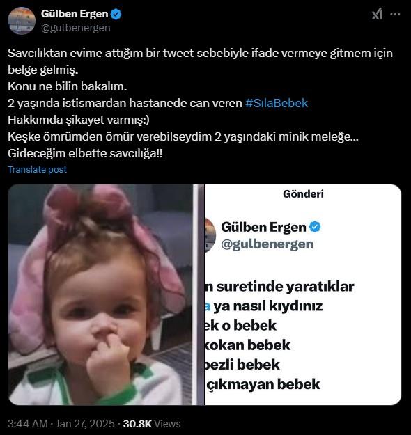 Gülben Ergen summoned by the prosecutor: She will give a statement due to the Sıla Baby post