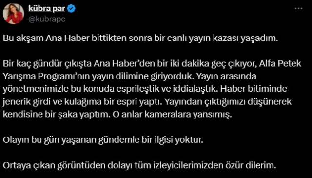 Kübra Par'ın el hareketi canlı yayına damga vurdu Kübra Par'ın el hareketi canlı yayına damga vurdu