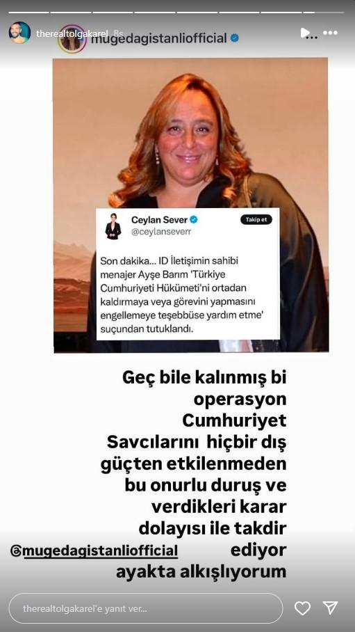 Famous Actor Tolga Karel Made a Post About the Detention of Manager Ayşe Barım