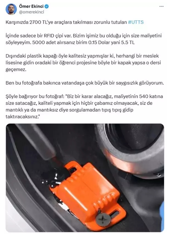 UTTS cihazı maliyeti ne kadar?