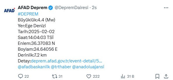 Ege Denizi beşik gibi sallanıyor! Son 2 saatte 5 deprem