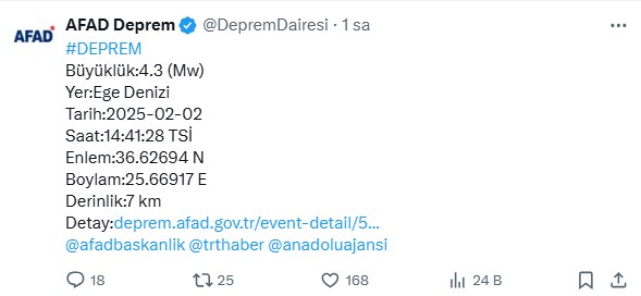 Ege Denizi beşik gibi sallanıyor! Son 2 saatte 5 deprem
