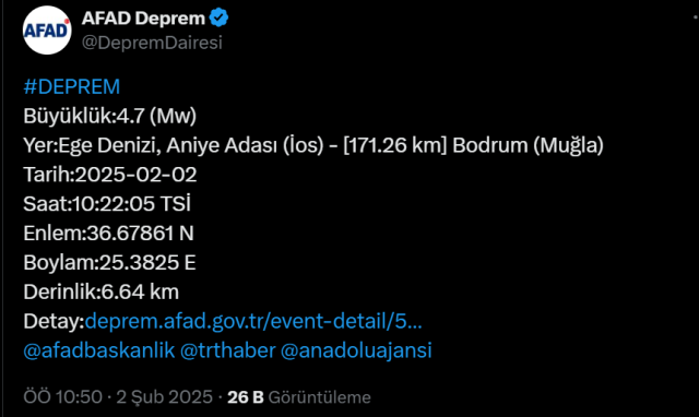 SON DEPREMLER! Deprem mi oldu? 2 Şubat deprem ne zaman, nerede oldu?