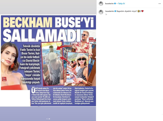 She was rejected last year... Buse Terim met David Beckham