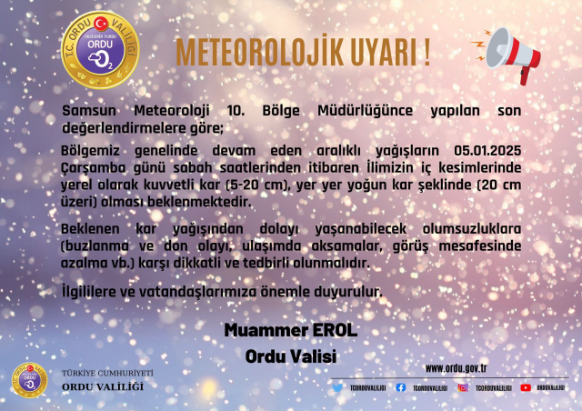 Ordu okullar tatil mi SON DAKİKA? 5 Şubat Çarşamba Ordu'da okul yok mu (Ordu Valiliği Açıklaması – KAR TATİLİ)?