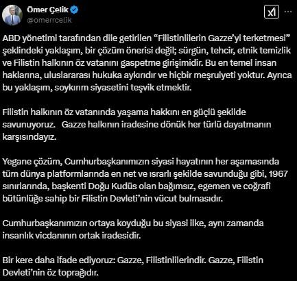 Response from AK Party Spokesperson Çelik to Trump's Gaza Plan