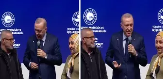 Cumhurbaşkanı Erdoğan, sahneye çağırdığı depremzedenin mesleğini duyunca kayıtsız kalamadı