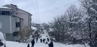 Samsun'un Ladik ilçesinde çocuklar karla eğlendi