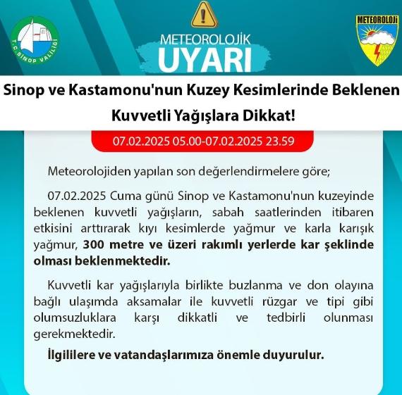 Sinop okullar tatil mi SON DAKİKA? 7 Şubat Cuma Sinop okul yok mu (Sinop Valiliği KAR TATİLİ AÇIKLAMASI)?