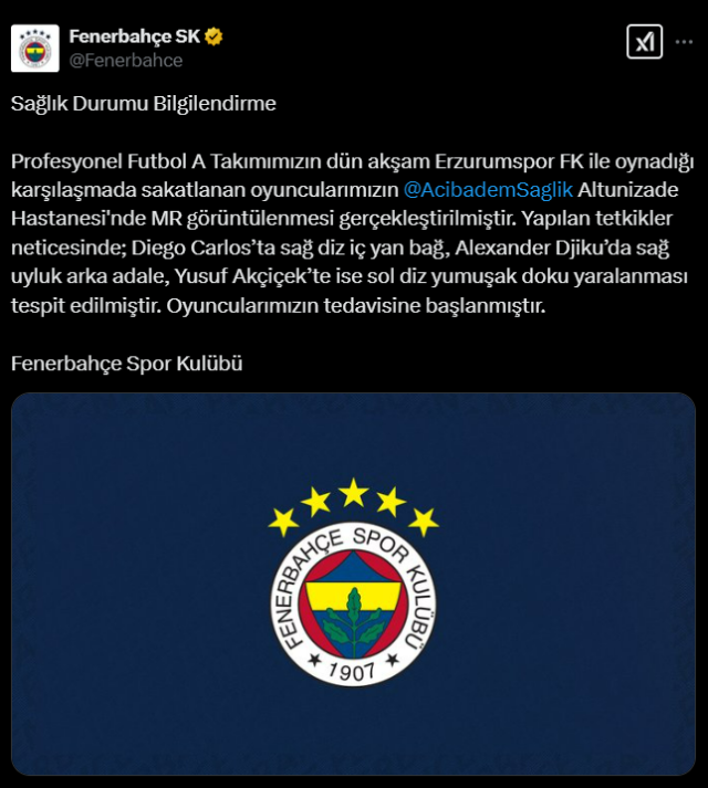 Bad news from the new transfer! The situation of the injured players at Fenerbahçe has been clarified