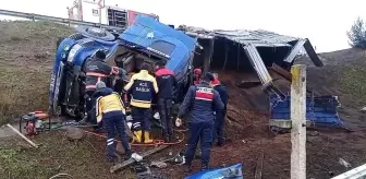 Sakarya'da Freni Boşalan Tır Şarampole Uçtu, Sürücü Kurtarıldı