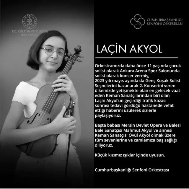 President Erdoğan had sent a gift! Young violinist Laçin Akyol has passed away