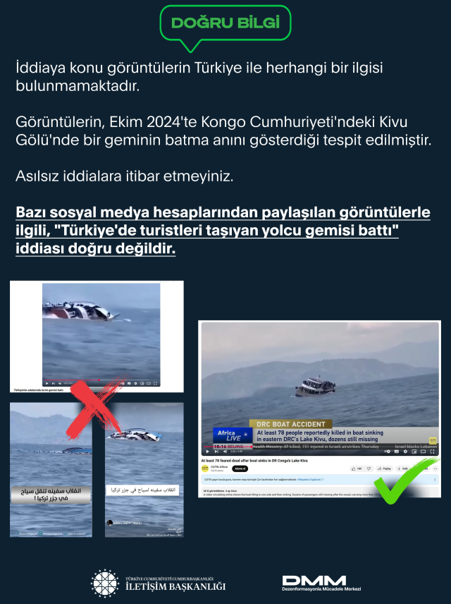 'The claim that a passenger ship carrying tourists sank in Turkey' has been proven false