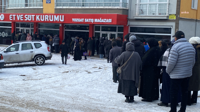 They waited for hours under the snow for cheap meat