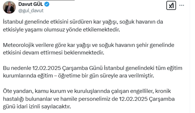 Yarın okullar tatil mi (VALİLİK AÇIKLAMALARI SON DAKİKA)?
