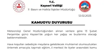 Kayseri'de Eğitime Kar Engeli: 1 Gün Ara Verildi