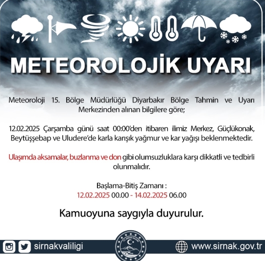 Şırnak okullar tatil mi SON DAKİKA? 12 Şubat Çarşamba Şırnak'ta okul yok mu (Şırnak Valiliği Açıklaması – KAR TATİLİ)? Şırnak okullar tatil mi SON DAKİKA? 12 Şubat Çarşamba Şırnak'ta okul yok mu (Şırnak Valiliği Açıklaması – KAR TATİLİ)?