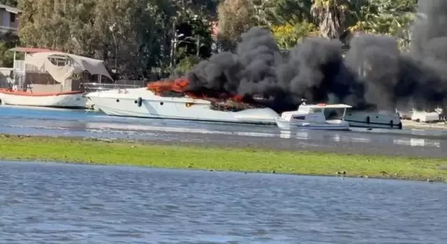 The million-dollar motor yacht burned fiercely