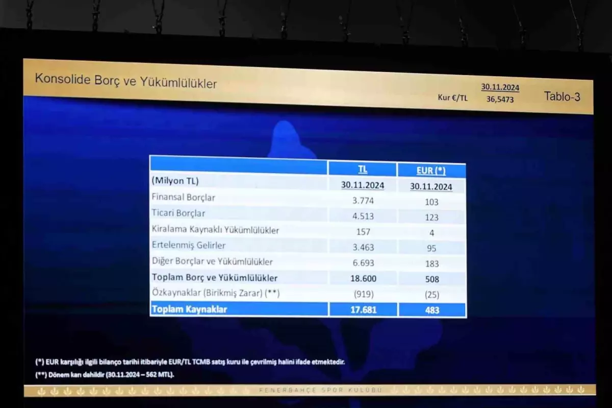 Fenerbahçe'nin Borcu 18.6 Milyar TL