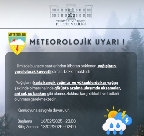 Bilecik okullar tatil mi SON DAKİKA? 18 Şubat Salı Bilecik okul yok mu (Bilecik Valiliği KAR TATİLİ AÇIKLAMASI)?