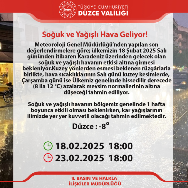 Düzce okullar tatil mi SON DAKİKA? 18 Şubat Salı Düzce okul yok mu (Düzce Valiliği KAR TATİLİ AÇIKLAMASI)?