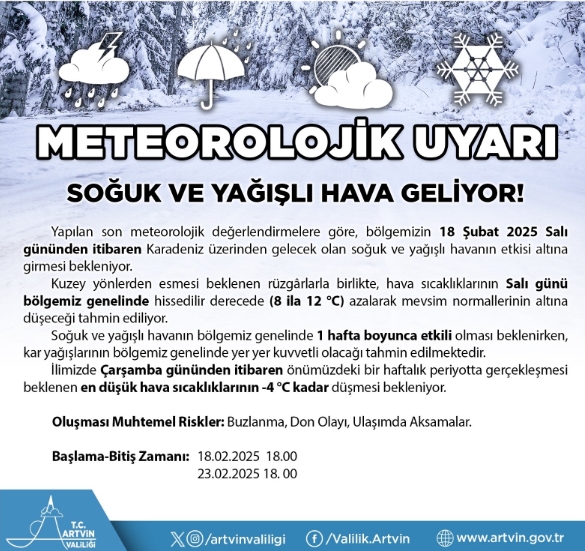 Artvin okullar tatil mi SON DAKİKA? 19 Şubat Çarşamba Artvin okul yok mu (Artvin Valiliği KAR TATİLİ AÇIKLAMASI)?