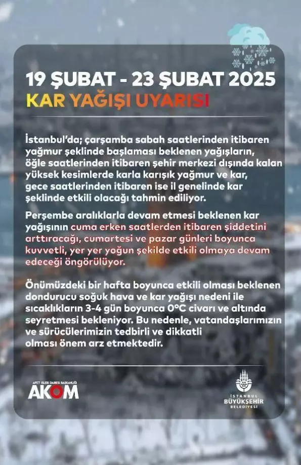 Snow alert issued! While students in Istanbul are expecting a holiday, an announcement came from the governor