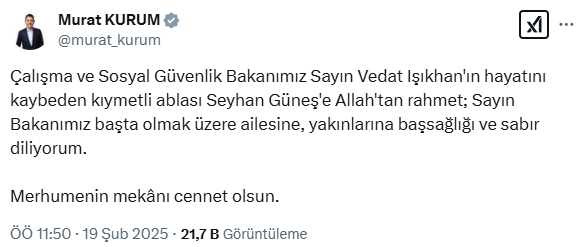 Minister Işıkhan's sad day