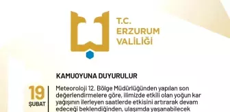 Erzurum'da Yoğun Kar Yağışı Nedeniyle Eğitime Ara Verildi